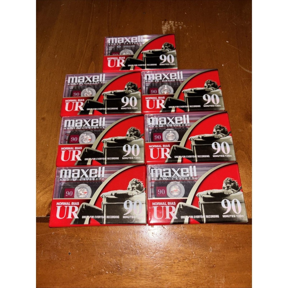 Lot of 7 Maxell UR 90min Sealed New Blank Audio Cassette Tapes Normal Bias